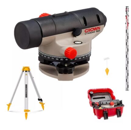 Combo nivel óptico 100mts + regla de 5mt + tripode Crown Japan CT44044